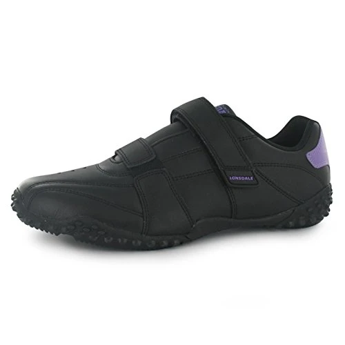 Womens Ladies Fulham Trainers Sports Padded Ankle Collar Leather Black/Lavender UK 6 (39)