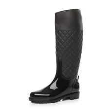 Womens Ladies Grip Sole Quilted Waterproof Wellington Boots Wellies Size 5 38 Black