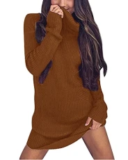 Womens Ladies Long Warm sweater Jumper Knitted Long sleeve Top Pullover Blouse Dark Gold M