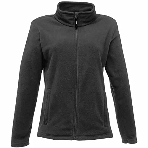 Women's Ladies Micro Full Zip Fleece Jacket, Black (Black), 14 (Manufacturer Size:14)