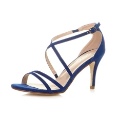 Womens Ladies mid Heel peep Toe Buckle Ankle Strap Party Strappy Sandal Size, 5 UK, Cobalt Blue Suede
