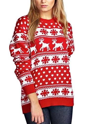 Womens Ladies New Unisex Christmas Reindeer Snowflake Novelty Knitted Unisex Xmas Jumper Sweater Top