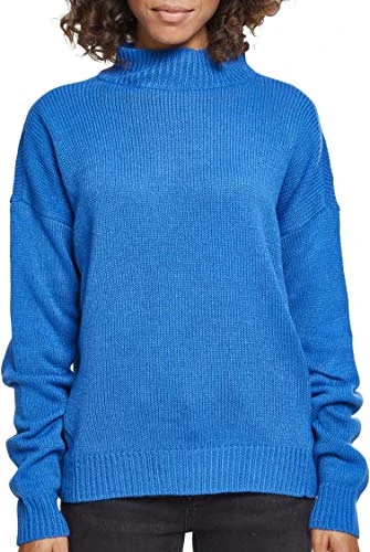 Women's Ladies Oversize Turtleneck Sweater Sweatshirt, Blue (Brightblue 01434), M