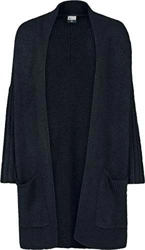 Women's Ladies Oversized Cardigan Sweater, Black/Grey, S