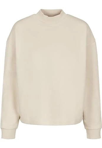 Women's Ladies Oversized High Neck Crew Jumper, Beige (Sand 00208), X-Large