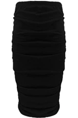 Womens Ladies Plain Stretchy Side Ruched Pencil Tube Bodycon Midi Length Skirt Black Womens Ladies Plain Stretchy Side Ruched Pencil Tube Bodycon Midi Length Skirt Black