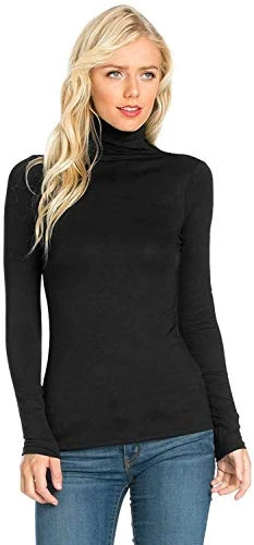 Womens Ladies Polo Roll Neck Long Sleeve Turtle Neck Plain Jumper Top 8 26, M/L 12-14, Black…