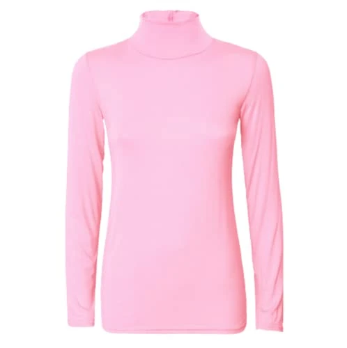 Women’s Ladies Polo Roll Neck Long Sleeve Turtle Neck Plain Jumpers for Women Top (UK, Numeric, 16, Regular, Regular, Baby Pink)