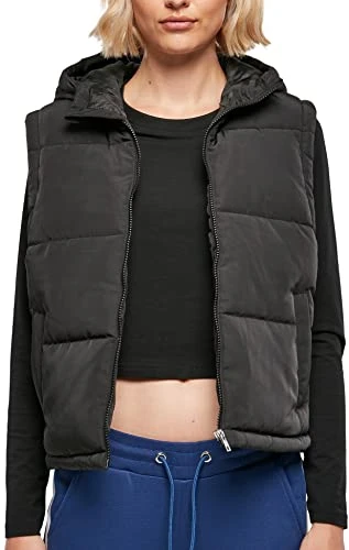 Women's Ladies Recycled Twill Puffer Vest, black, XXXL