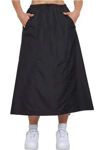 Women's Ladies Ripstop Parachute Midi Skirt, Black, XL