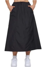 Women's Ladies Ripstop Parachute Midi Skirt, Black, XL