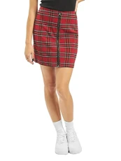 Women's Ladies Short Checker Skirt Dress, Multicolour (Red/Blk 00200), Large