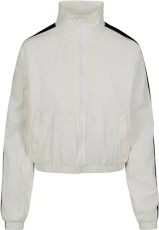 Women's Ladies Short Striped Crinkle Track Jacket, White (Wht/Blk 00224), X-Large Women's Ladies Short Striped Crinkle Track Jacket, White (Wht/Blk 00224), X-Large