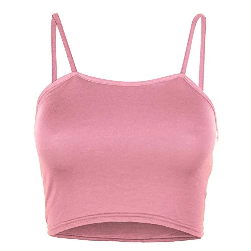 Womens Ladies Sleeveless Strappy Plain Camisole Bandeau Boobtube Bralet Crop Top Rose