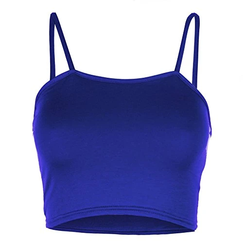 Womens Ladies Sleeveless Strappy Plain Camisole Bandeau Boobtube Bralet Crop Top Royal Blue