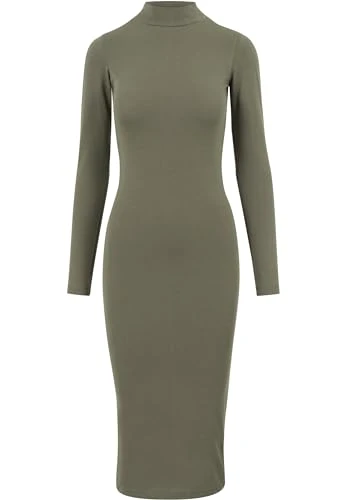 Women's Ladies Turtleneck L/S Dress, Green (Olive 176), S
