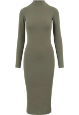 Women's Ladies Turtleneck L/S Dress, Green (Olive 176), S