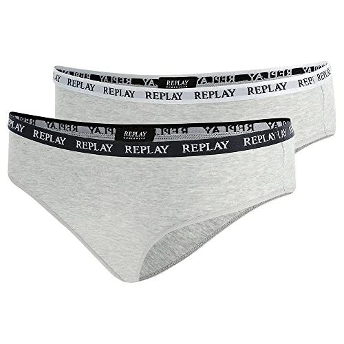 Women's Lady Slip Style 1 T/C 2pcs Waterfall Pack Briefs, Light Grey Melange/White/Black, M