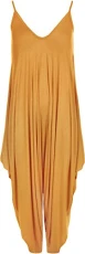Women's Lagenlook Strappy Baggy Harem Jumpsuit Dress Top Playsuit Cami - Mustard - One Size