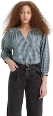 Women's Lainey Blouse, Mona Plaid Crown Blue, XL