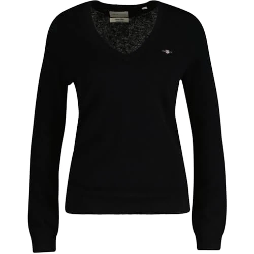 Womens Lambswool V Neck Sweater Black XS