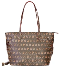 Women's Large Brown Imitation Leather Tote Handbag, Multifunction, Shoulder Strap Women's Large Brown Imitation Leather Tote Handbag, Multifunction, Shoulder Strap
