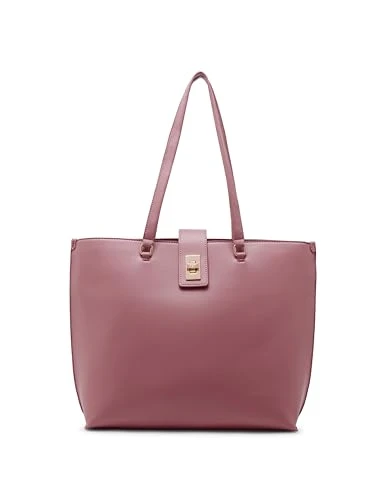 Women's Large Tote with Enamel Turn Lock, Vintage Pink, L