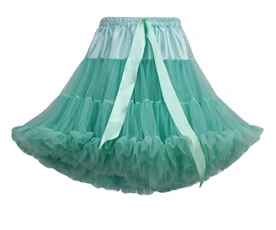 Women's Layered Ruffle A-Line Pleated Tulle Skirt Ballet Tutu Skirt Petticoat Underskirt One Size Light Green