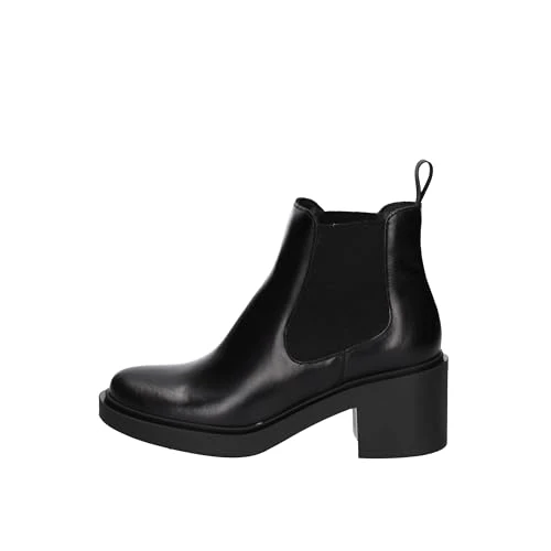 Women's leather ankle boots, 80L3, Black, 6 UK