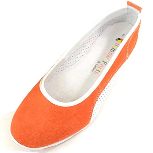 Womens Leather/Suede Summer Slip On/Ballet/Pumps/Flats Orange