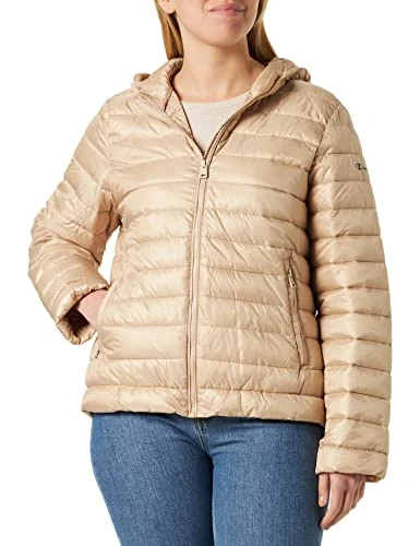 Women's Legacy Outdoor-Small Logo Hooded Padded Jacket, Taupe Brown, XXL