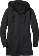 Women's Legendary Outdoors Long Sleeve Hooded Knit Sweatshirt Dress, Black Heather, XL Women's Legendary Outdoors Long Sleeve Hooded Knit Sweatshirt Dress, Black Heather, XL