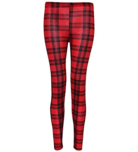 Women's Leggings Plus Size Gym Leggings Yoga Pants Womens Workout Leggings Ladies Tartan Print Leggings Jeggings Womens UK Casual Formal Activewear Ladies Tartan Red Print 16-18