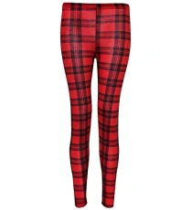 Women's Leggings Plus Size Gym Leggings Yoga Pants Womens Workout Leggings Ladies Tartan Print Leggings Jeggings Womens UK Casual Formal Activewear Ladies Tartan Red Print 16-18