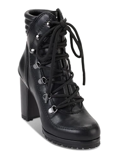 Womens Lenni Faux Leather Combat & Lace-up Boots Black 5.5 Medium (B,M), Black, 5.5