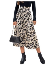 Women's Leopard Print Pleated Skirt A Line Flowy High Waisted Midi Ruffle Skirts Brown M Women's Leopard Print Pleated Skirt A Line Flowy High Waisted Midi Ruffle Skirts Brown M