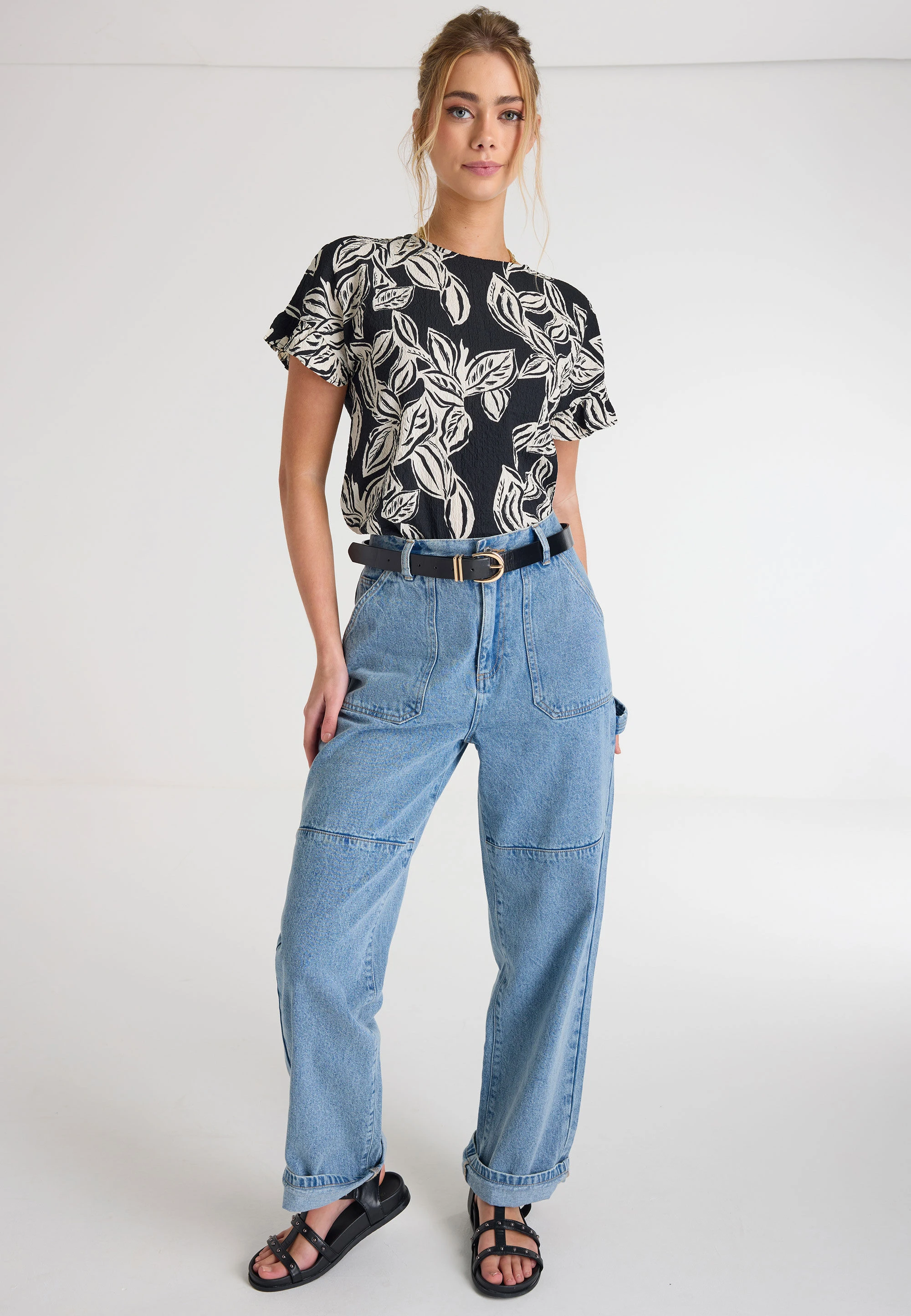 Womens Light Blue Straight Carpenter Jeans
