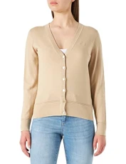 Women's Light Cotton V-Cardigan Sweater, Dry Sand, L Women's Light Cotton V-Cardigan Sweater, Dry Sand, L