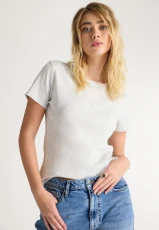 Womens Light Grey Crew Rib Tee