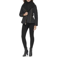 Women's Light-Weight Jacket Transitional, Quilted Short Black, XL