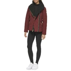 Women's Light-Weight Jacket Transitional, Quilted Short Sangria, L