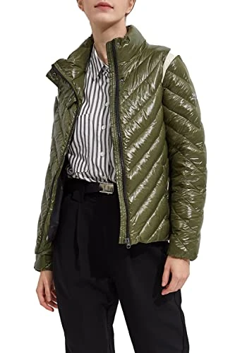 Women's Lightweight Down Jacket Sports Coat Stand Collar Puffer Jacket Green M