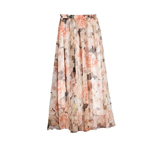 Women's Lightweight Floral Holiday Beach Chiffon Maxi Skirt Plus Size Style 3 90 CM