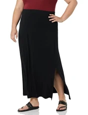Women's Lightweight Knit Maxi Skirt, Black, XS