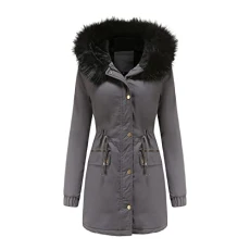 Women's Lightweight Long Sleeve Puffer Coat Jacket Women's Pure Colour Down Coat with Hood Zip Warm Thick Jacket Coat with Pockets Belt Women's Winter Jacket Coat Winter Jacket, L2-GREY, M