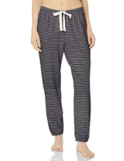 Women's Lightweight Lounge Terry Jogger Pyjama Bottom (Available in Plus Size), Navy Stripes, XL