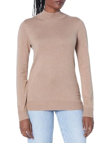 Women's Lightweight Mockneck Jumper (Available in Plus Size), Camel Heather, M