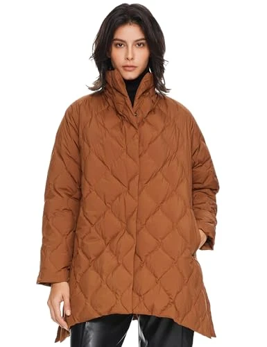 Women's Lightweight Quilted Padded Jacket Transitional Loose Puffer Coat for Winter Fall Spring Coff