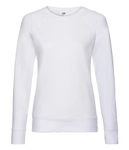 Women's Lightweight Raglan Sweat Lady-fit T Shirt, White, S UK