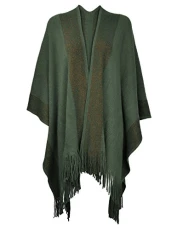 Women's Lightweight Shawl Golden Trim Textured Knit Blanket Wrap Fringe Poncho with Contrast Trims (Army Green),One Size Women's Lightweight Shawl Golden Trim Textured Knit Blanket Wrap Fringe Poncho with Contrast Trims (Army Green),One Size